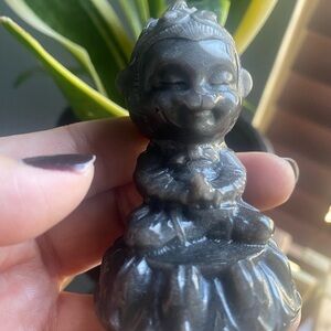Obsidian Buddha Carving